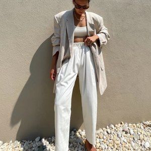 NA NIN LENA SILK CANVAS PANTS in CREAM